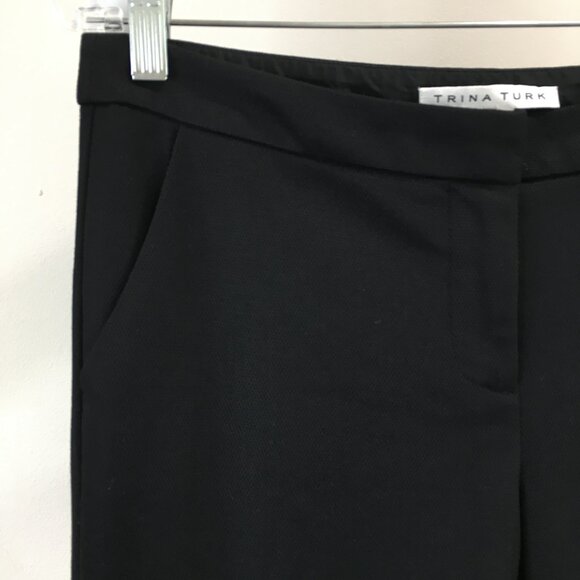 TRINA TURK Black Mixed Fabric Zip Ankle Dress Pant - Picture 5 of 12